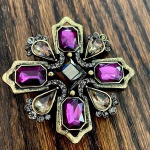 Large brooch with gemstones and rhinestones